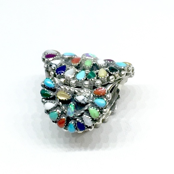 Sterling Silver Multi Stone Sunburst Ring - Picture 4 of 5